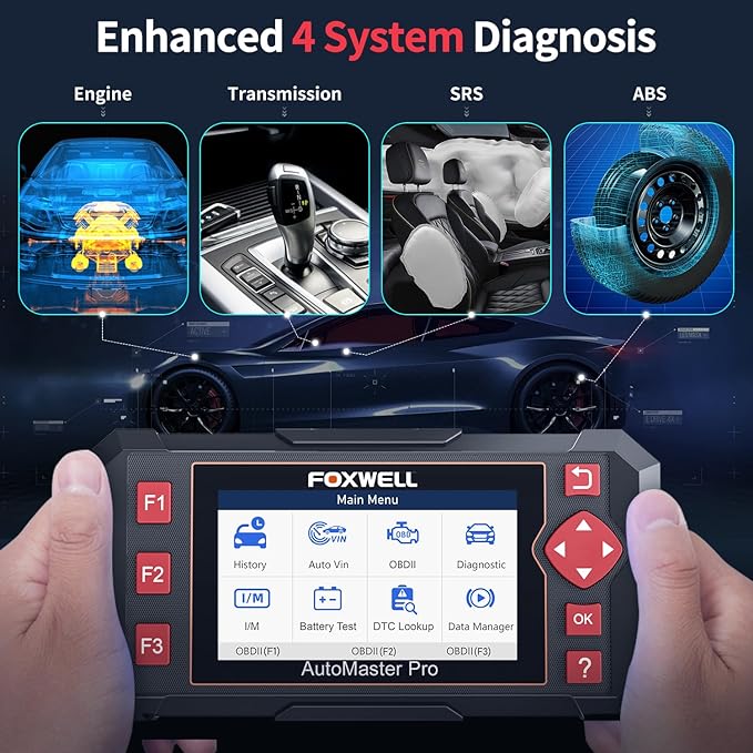 FOXWELL Car Scanner NT604 Elite OBD2 Scanner ABS SRS Transmission, Check Engine Code Reader for Cars and Trucks, Diagnostic