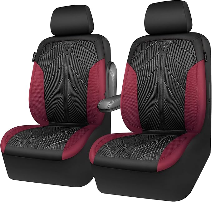 CAR PASS Waterproof Black Red Car seat Covers Front Seat Covers Neoprene Wetsuit,All-Weather Non-Slip Durable,Universal Fit f
