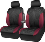CAR PASS Waterproof Black Red Car seat Covers Front Seat Covers Neoprene Wetsuit,All-Weather Non-Slip Durable,Universal Fit f