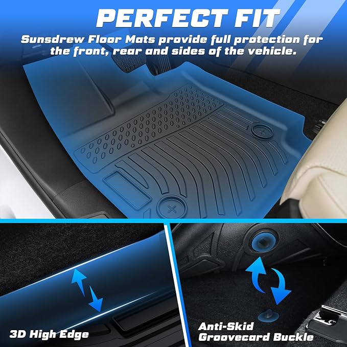 Sunsdrew All Weather Floor Mats for Mercedes Benz GLC 300 / GLC 43 AMG 2023-2025 2026 Accessories TPE Rubber Car Mats Heavy Duty Raised Edge