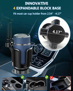 Cup Phone Holder for Car Cup Holder with Expandable Base, Detachable Dual Cellphone Holder Cupholder Car Mount with Long Arm 