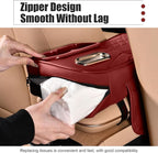 Car Seat Gap Organizer, Car Interior Organizer for Seat Gap Storage, Leather Multi-Functional Storage Box with Tissues, Universal for Most Cars (Red)