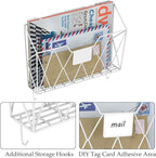 YBING Wall File Organizer White 6 Pack Mesh Hanging File Holder Organizer Metal Wire Mail Organizer Wall Mounted Office Paper