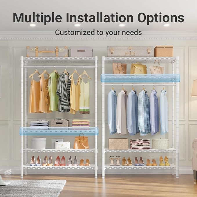 VIPEK V1 Wire Garment Rack 4 Tiers Heavy Duty Clothes Rack for Hanging Clothes Freestanding Closet Clothing Rack with 4 Adjus
