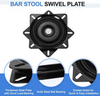 uxcell 4Pcs 6.5" Bar Stool Swivel Replacement, 360° Rotation Lazy Susan Turntable, Square Semi-Ball Bearing Seat Swivel Base 