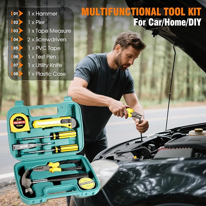 Emergency Car Kit,Roadside Emergency Tool Kit for Vehicle Truck with Air Compressor Jumper Cable First Aid Kit,Winter Auto Ro
