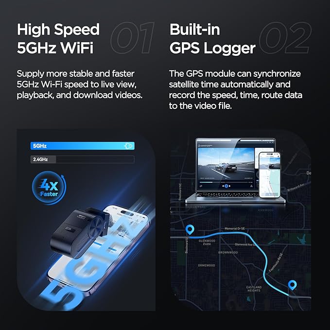 VIOFO VS1 Mini Dash Cam, 1440P/2K HDR Dashcam, STARVIS 2 Sensor, Free 32GB SD Card, 5GHz Wi-Fi Voice Control Car Dash Camera 