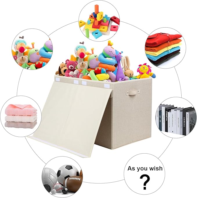 popoly 122L Large Toy Box Chest with Lid, Foldable Toy Storage Organizer Bin Boxes with Removable Divider for Kids, Boys, Gir