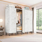 Freestanding Heavy Duty Wardrobe Closet with Magnetic Door, Portable Metal Closets, Foldable Wardrobecloset Organizers and St