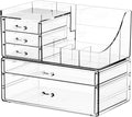 Yieach 2 Pack Clear Makeup Organizer Countertop for Dresser,Vanity and Bathroom Counter Organizer,Tiered Stackable Makeup Acr