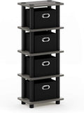 FURINNO Turn-N-Tube LACi 4-Bins System Rack, French Oak Grey/Black