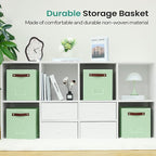 FinishingBo 6-Pack Storage Cubes with Handles & Label Holders Basket, Closet Cube Home Organizer Bins(Green, 10.5*10.5*11 inc