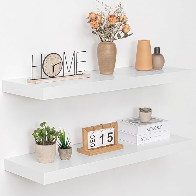 36 Inch Floating Shelves, 12" Deep Floating Shelf Wall Mounted, 36" Wall Shelves, Rustic Deep Bookshelf, Extra Deeper & Thick