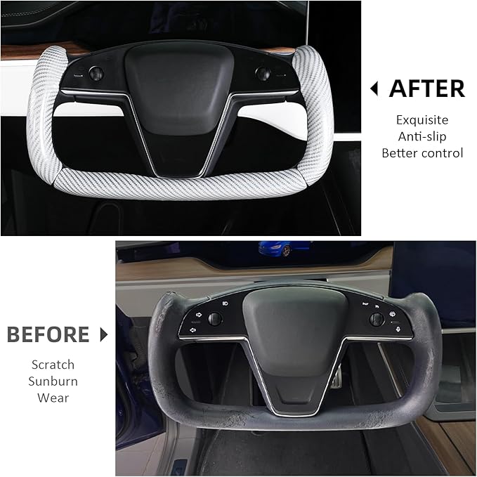 Steering Wheel Cover for Tesla Yoke Steering Wheel Cover Customzied for Tesla Model S 2021-Present/Model X 2021-Present Accessories,Anti-Slip,Comfortable Grip,Breathable,Bright White