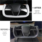 Steering Wheel Cover for Tesla Yoke Steering Wheel Cover Customzied for Tesla Model S 2021-Present/Model X 2021-Present Accessories,Anti-Slip,Comfortable Grip,Breathable,Bright White