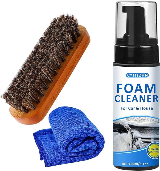 Car Interior Cleaner Kit – All-Purpose Foam Cleaner for Leather, Fabric, Vinyl, Plastic, Carpet & Upholstery | Deep Stain Rem