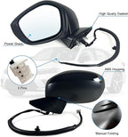 Left Driver side Mirror Fits 2022 2023 2024 2025 HONDA CIVIC Sedan/Hatchback With Power Glass, Manual Folding, Match to Crystal Black Pearl Replace HO1320350 (3 Pins)