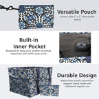 Extra Large Utility Tote Bag - Oversized Collapsible Tote with Wire Frame, Durable Reusable for Beach, Groceries, Laundry, Car Trunk, Storage and Travel - Includes 5x7 Bag with Hook - Blue Snowflake