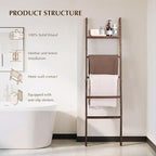 Blanket Ladder with Top Shelf, 5-Tier Wood 64” Decorative Ladder for Living Room Throws, Bedroom Quilt, Bathroom Towel & Toil