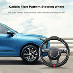 Ergocar Carbon Fiber Material Steering Wheel Cover Anti-Slip Breathable Sweat Absorbent Fashionable Sport Steering Wheel Sleeve for the Round Shape with Diameter of 15"（37.5-38cm）-Black Stripe