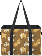 Reusable Grocery Bags Heavy Duty Shopping Bags Foldable Large Tote Bags with Long Handles & Hard Bottom