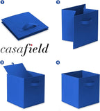 Casafield Set of 6 Collapsible Fabric Cube Storage Bins, Royal Blue - 11" Foldable Cloth Baskets for Shelves, Cubby Organizer