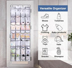 MISSLO 28 Large Pockets Over The Door Shoe Rack Hanging Shoe Organizer for Closet Door Shoe Storage Holder Mesh Hanger, White