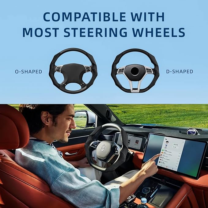 Suede Steering Wheel Cover with Anti-Slip Lining and Segmented Design 2pcs Universal Steering Wheel Protector for Men and Wom