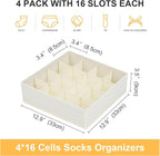 Joyoldelf Sock Drawer Organizer Divider Underwear Organizer 16-cell Fabric Dresser Drawer Organizers Storage Boxes for Socks 