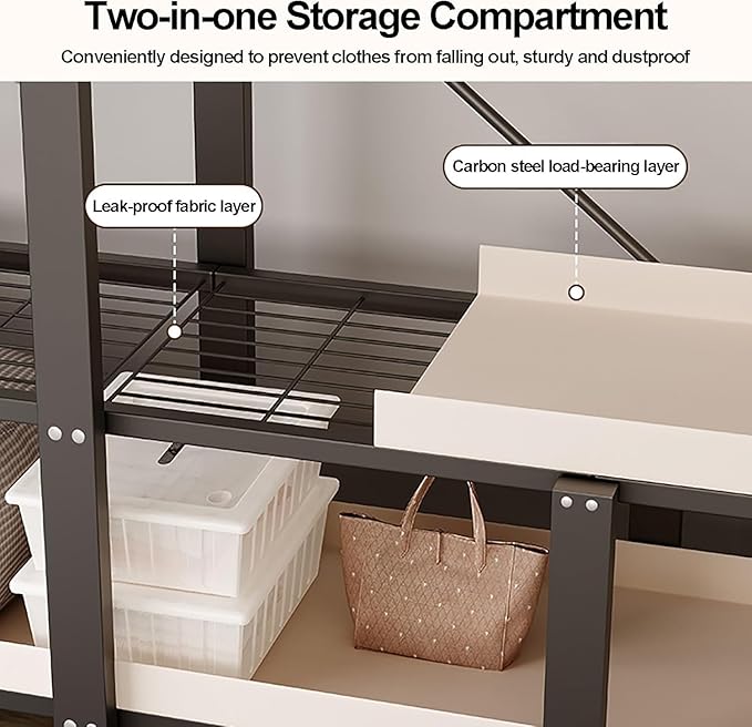 Portable Foldable Wardrobe Closet with Cover, Freestanding Metal Clothes Rack, Space-Saving Garment Organizer for Hanging Clo
