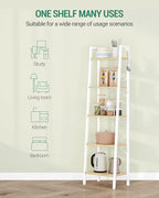 Hzuaneri Ladder Shelf, Bookshelf Bookcase, Freestanding Corner Storage Shelve with 2 Hooks for Home Office, Living Room, Kitc