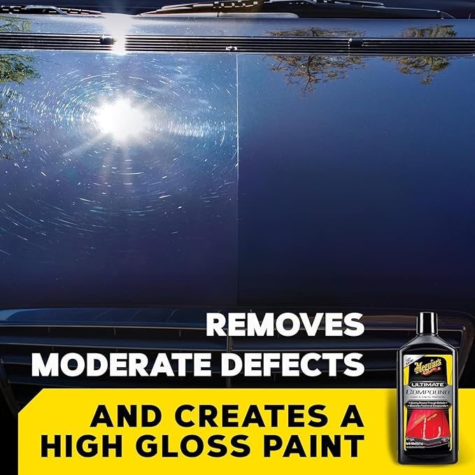Meguiar’s Ultimate Compound, Pro-Grade Car Scratch Remover for Paint Correction, Removes Swirls and Defects While Restoring Gloss and Shine, Christmas Gifts for Car Guys, 15.2 Oz