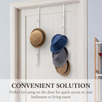 MyGift 2 Pcs Over The Door Hat Organizer, Door Hanger Hat Rack Display Storage, 5 Hooks Heavy Duty, for Coat, Scarf, Purse, W