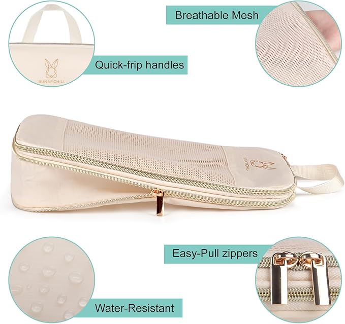 Compression Packing Cubes for Travel, Bunnychill Portable Zipper Packing Cube for Cloting, Expandable Space Saver Storage Lug