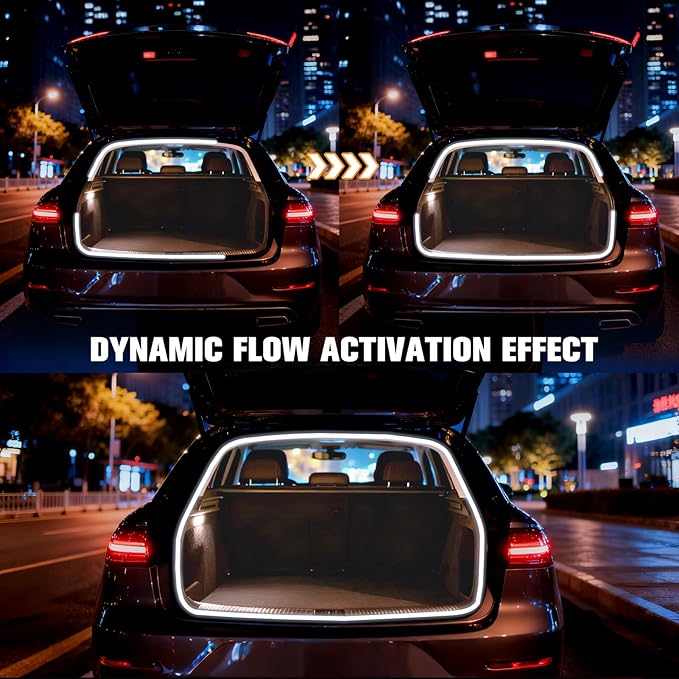 DIBMS 177" Magnetic Induction Dynamic Flowing LED Car Trunk Light Strip, Universal Flexible IP65 Waterproof Cuttable Silicone 12V Interior Ambient Lighting for Cars SUVs Vans White