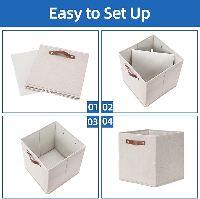 Temary Cube Storage Bins 12 Inch Storage Cubes 4PCs Fabric Organizer Bins Boxes with Handles, Sturdy Collapsible Closet Stora