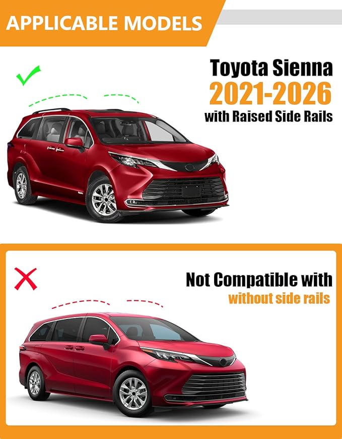 KINGGERI 300Lbs Lockable Roof Rack Cross Bars Compatible with Toyota Sienna 2021 2022 2023 2024 2025 2026, Anti-Theft Aluminum Roof Rails Crossbars Rooftop Cargo Basket Carrier Bag Luggage Rails