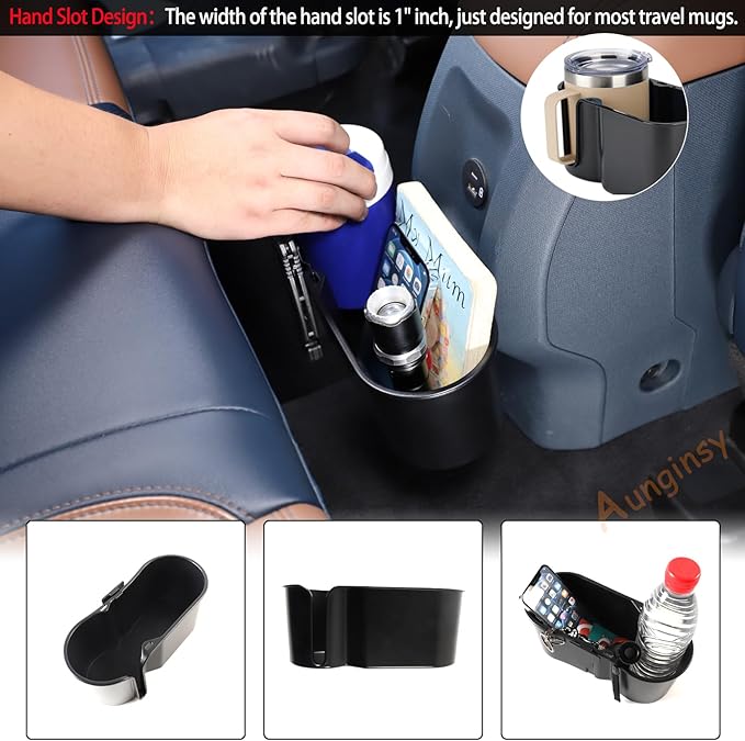 Car Rear Cup Holder Expander Organizer Tray Compatible with Ford Maverick 2022-2024 Car Seat Rear Dual Cup Holders Insert Expander Car Drink Water Bottle Holder Removable FITS Slot ABS Accessories