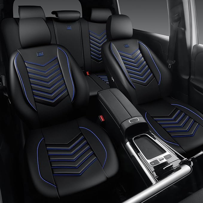 CAR PASS 3D Foam Faux Leather Car Seat Covers Full Set, Waterproof Leather Seat Cover for Cars, Luxury Universal Fit for SUV 