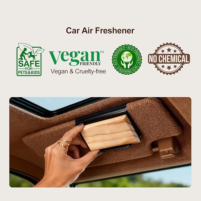 Car Air Freshener - Wood Air Freshener-Teak Amber Cabana Variety Scent Refill - Long Lasting Natural Car Fresheners - Clip In