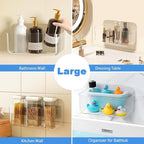Diesisa Acrylic Wall Mount Organizer - 5.1" D x 10.9" W x 6" H, Large Size Adhesive Wall Self - Shower Caddies Organizer - Ba
