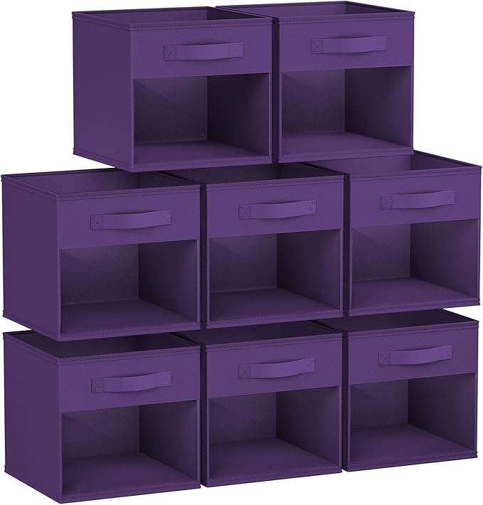 DIMJ Storage Cubes, Cube Storage Bin, 8 Pack Foldable Baskets with Window, Closet Storage Bins with Handle, 11x 11 inch Stora
