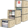 Fab totes 6 Pack Clothes Storage, Foldable Thick Fabric Blanket Storage Bags, Containers for Organizing Bedroom, Closet, Clot