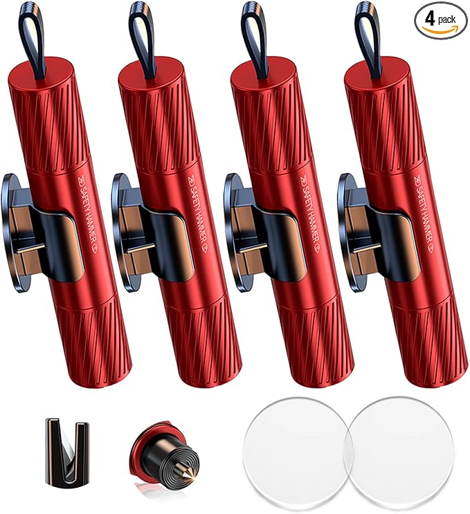 4 Pack Car Window Breaker and Seatbelt Cutter,Auto Rescue Tool,Safe Hammer Car Window Breaker for Land and Underwater,Window 