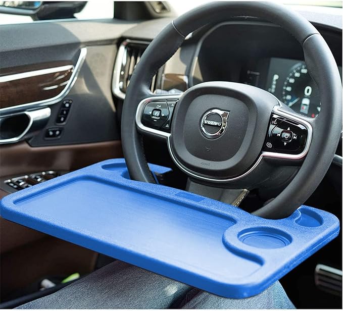 Steering Wheel Tray,Car Desk for Writing,Laptop,Tablet,iPad or Notebook with Pen Slot,Food Eating Table Trays,Fit Most Vehicle Steering Wheels(Blue)