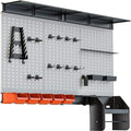 TORACK Pegboard Wall Organizer 4 ft. Garage Metal Pegboard Tool Organizer System, Tools Storage Peg Board Kit with Hooks and 