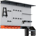 TORACK Pegboard Wall Organizer 4 ft. Garage Metal Pegboard Tool Organizer System, Tools Storage Peg Board Kit with Hooks and 