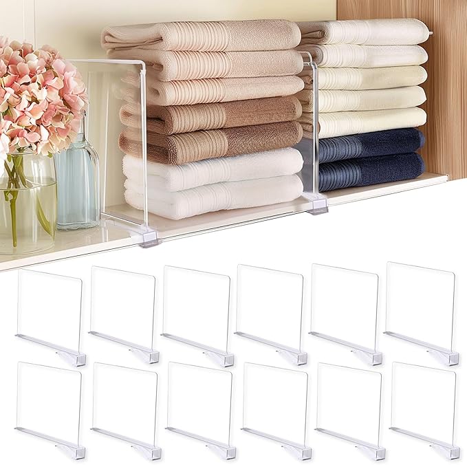 Shelf Dividers for Closet Organization, 12Pcs Closet Purse Organizer Acrylic Shelf Dividers Purse Closet Organizer Closet Div