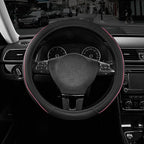 Road Comforts Leather Steering Wheel Cover with Decorative Trim and Piping, Anti-Slip Breathable Design, Fits 14.5–15 Inch Ro