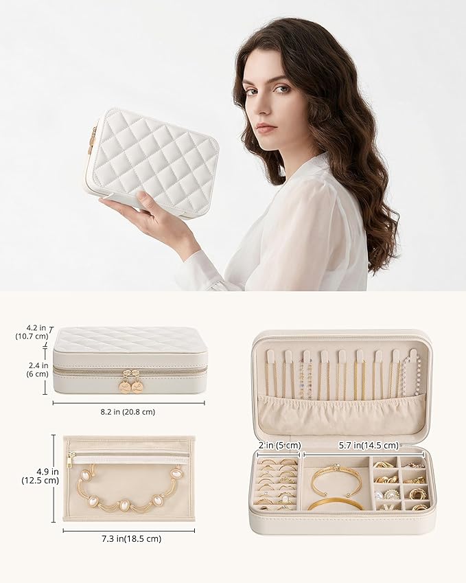 Lolalet Travel Jewelry Case for Women Girls, Travel Jewelry Organizer with Clear Storage Bag Small Portable Jewelry Box for N